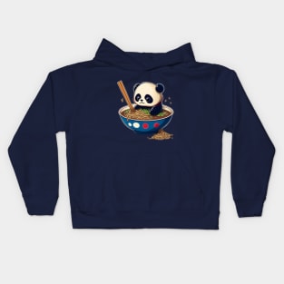 kawaii cute panda eating ramen Kids Hoodie